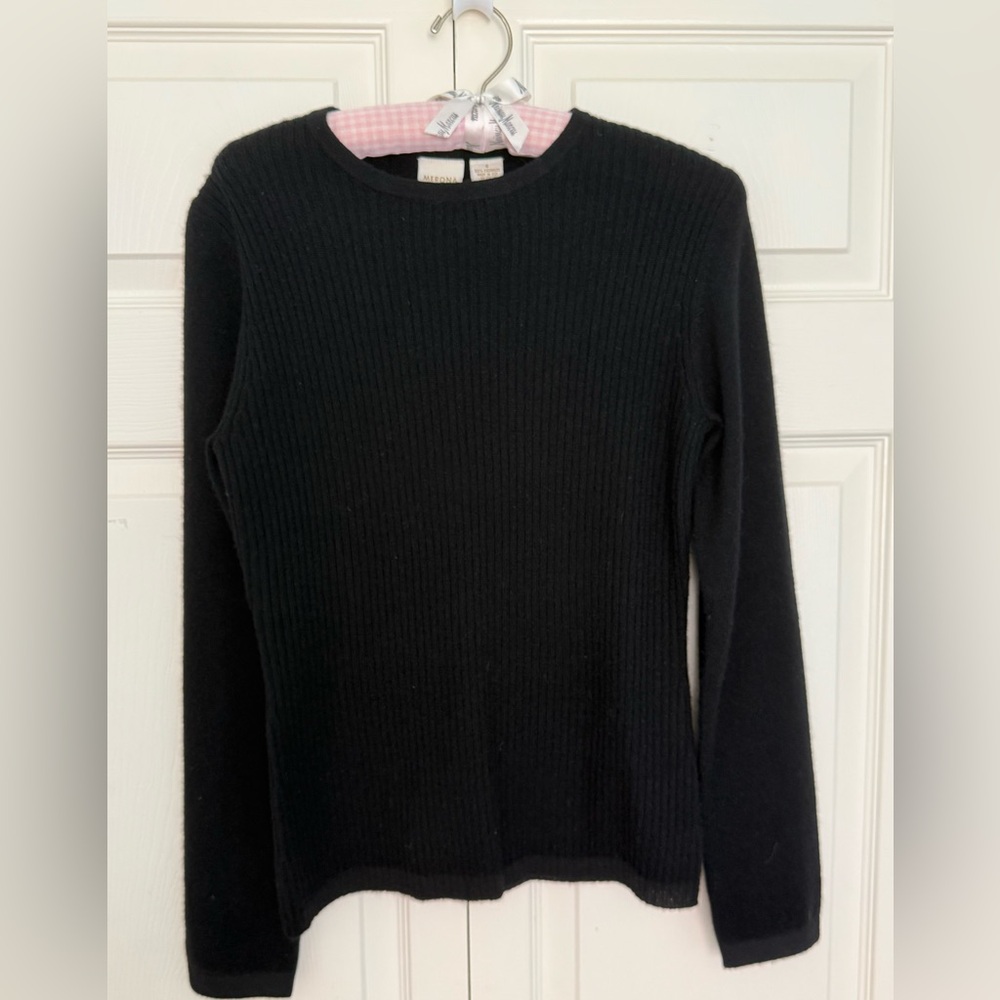 Merona Black 100% Cashmere Ribbed Crewneck Sweater - Size S